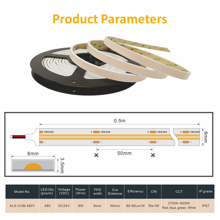 led cob strip yellow