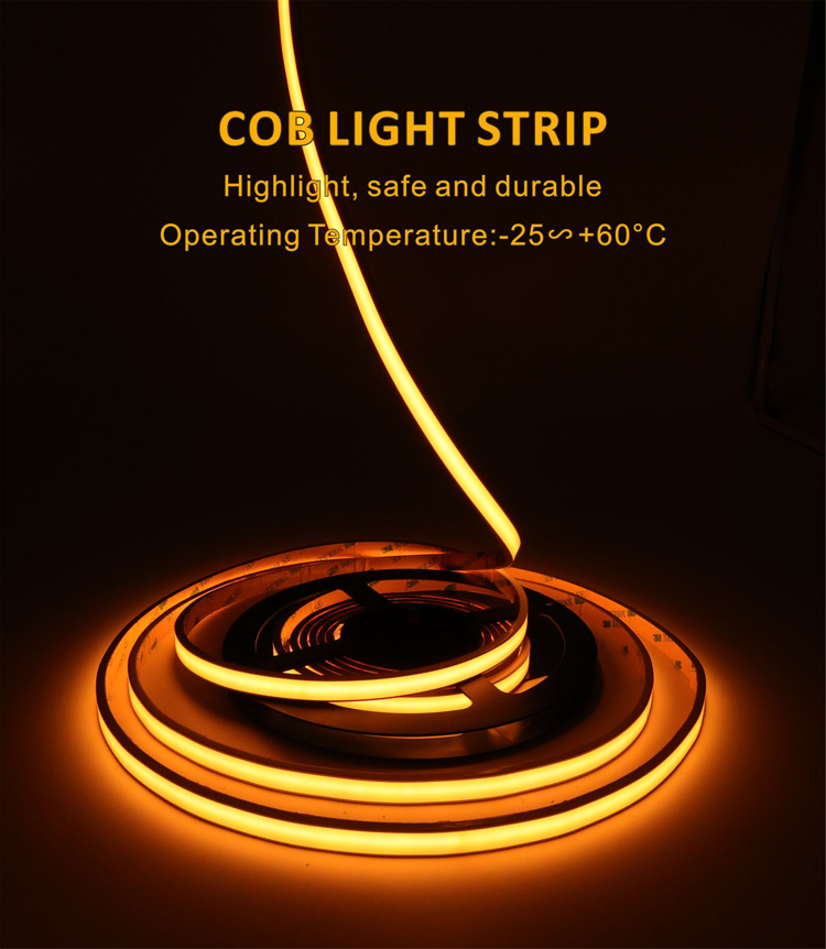 Waterproof led cob strip yellow