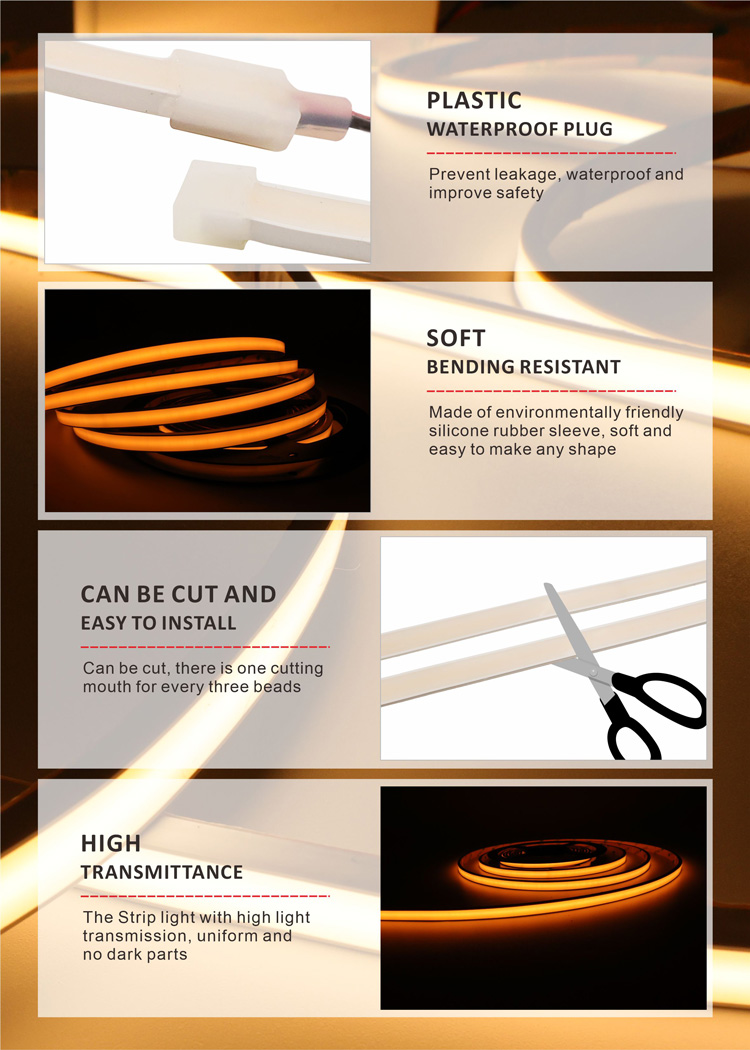 waterproof yellow led cob strip yellow